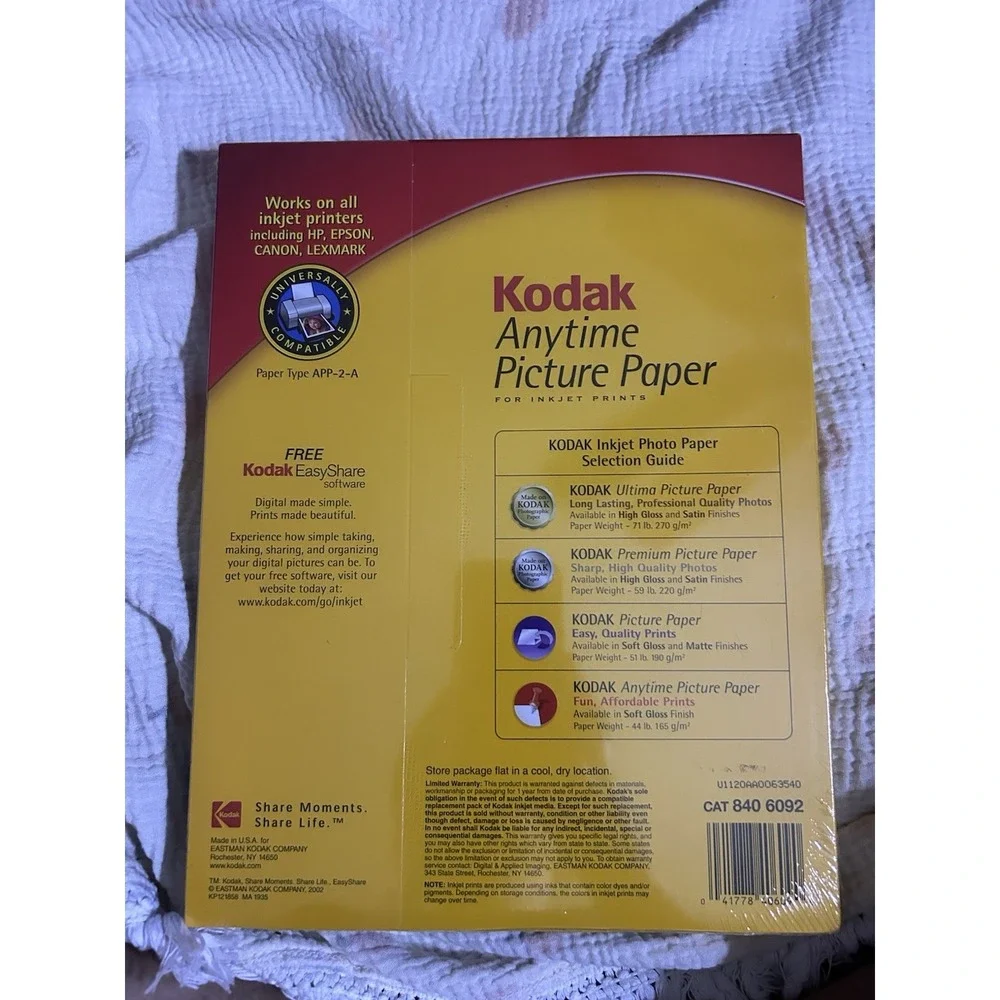 Kodak‎ Anytime Picture Paper Soft Gloss Sheets New